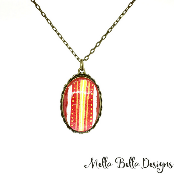 Red striped Pysanka pendant