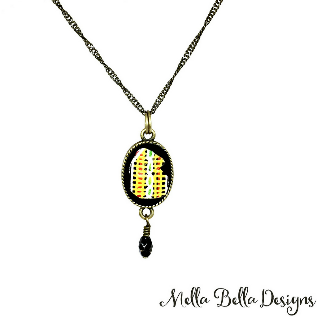 Geometric Pysanka pendant