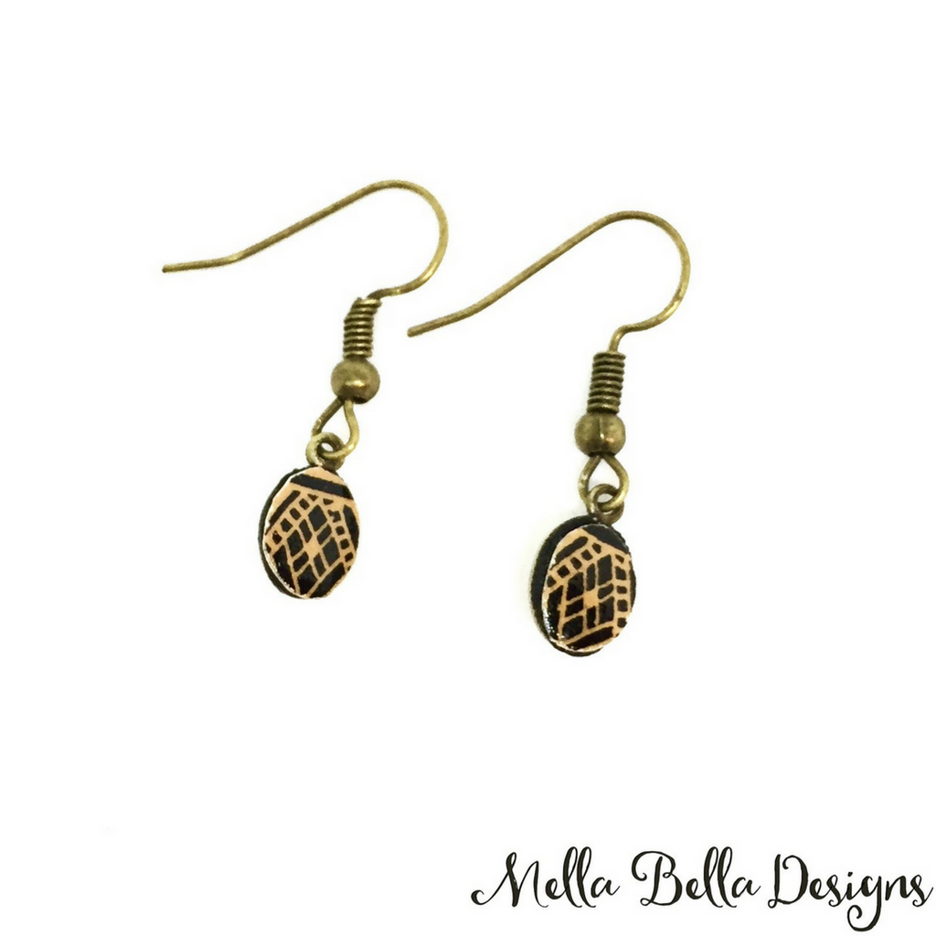 Small oval brown & black Pysanka earrings
