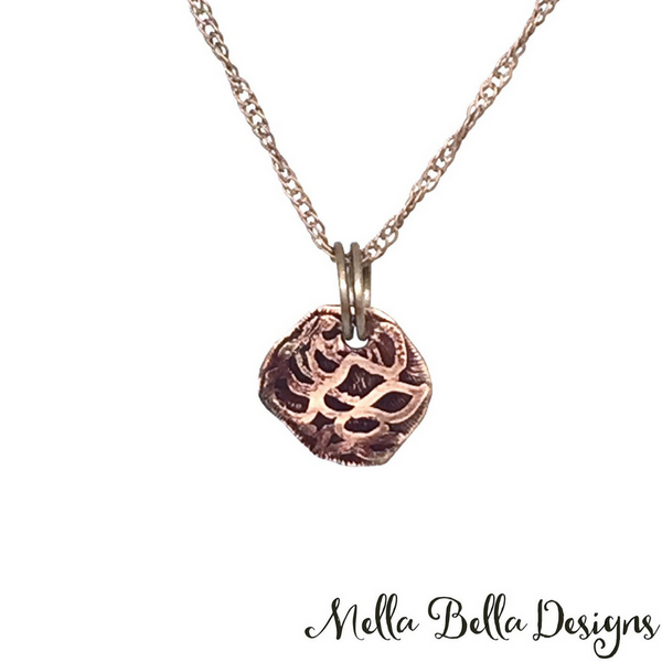 Etched Copper Rose Pendant (small)