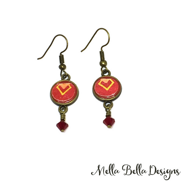 Red & yellow Pysanka earrings
