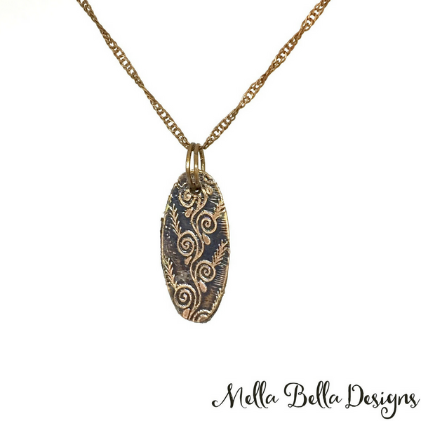 Etched Copper Swirl Pendant