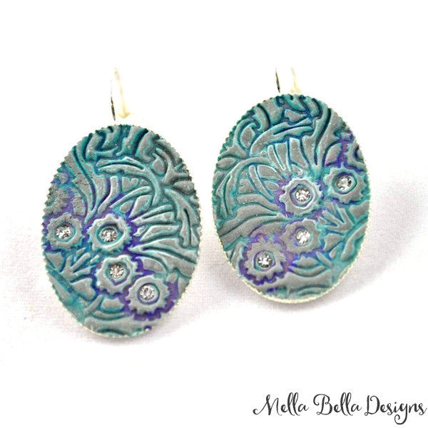 Turquoise & Purple Floral Pattern Earrings