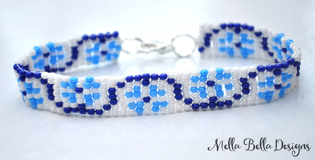 Blue Floral Design Bracelet