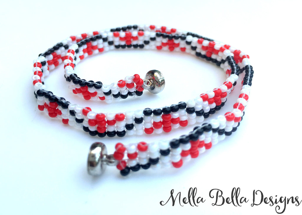 Red Pattern Wrap Bracelet