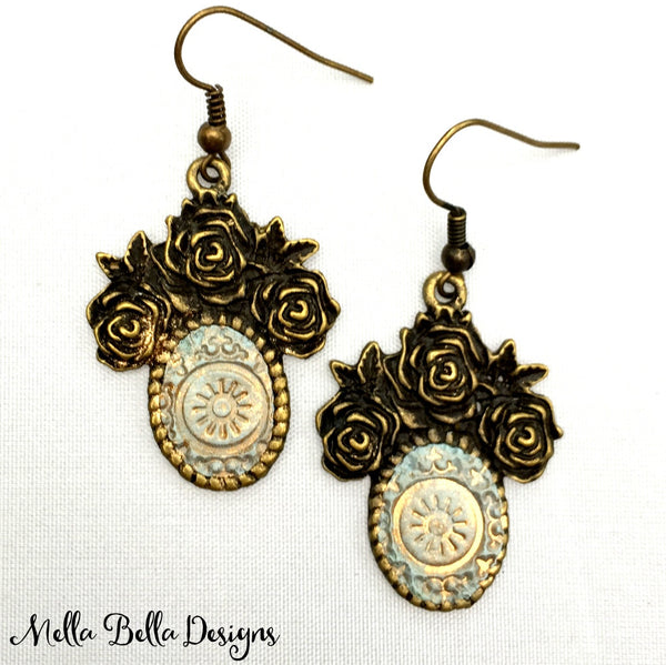 Antique Gold & Silver Floral Earrings