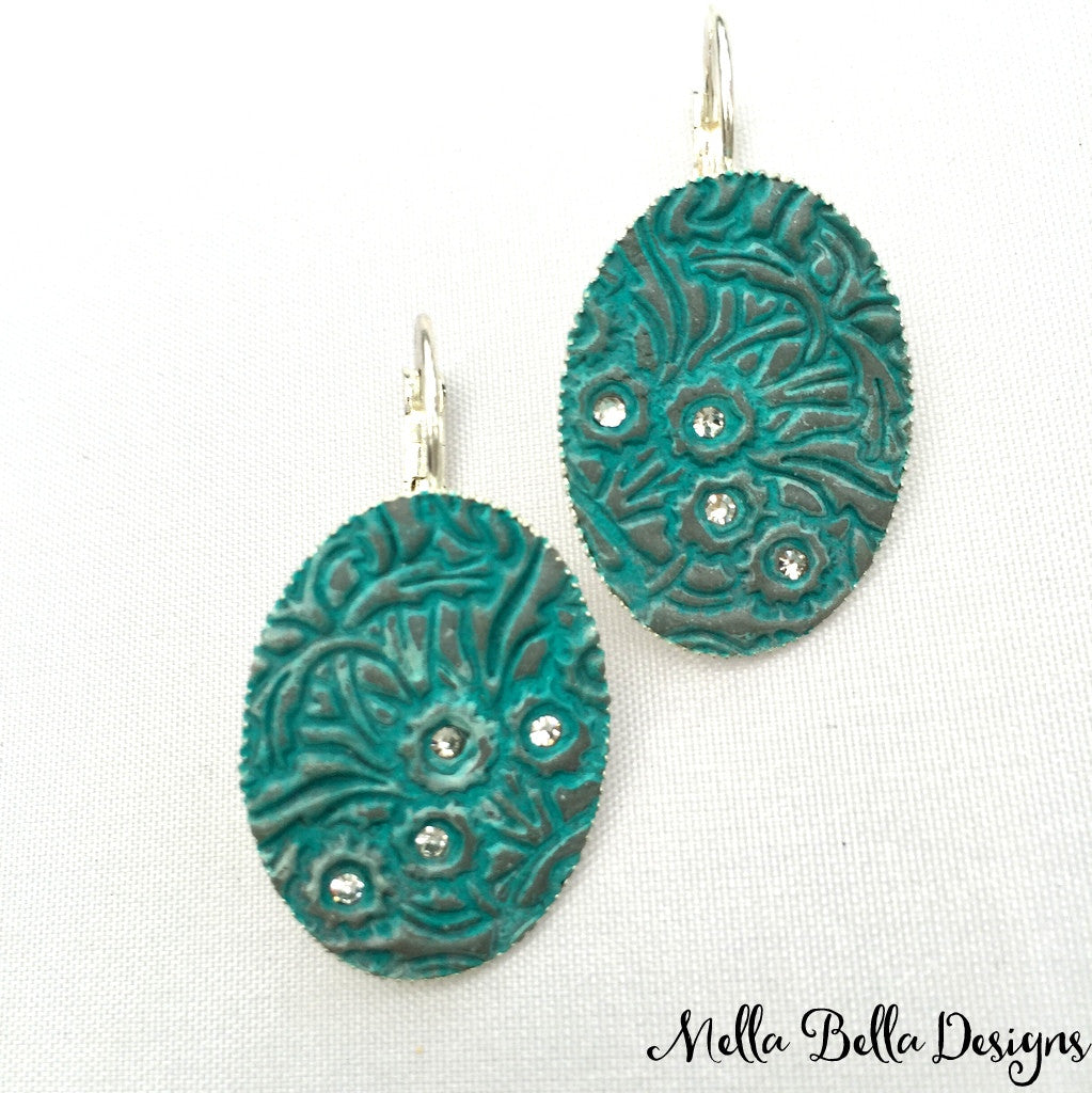 Turquoise Floral Pattern Earrings